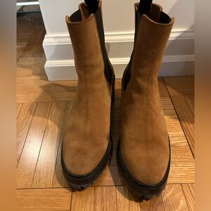 Margaux- the platform Chelsea boot in maple. Worn once!